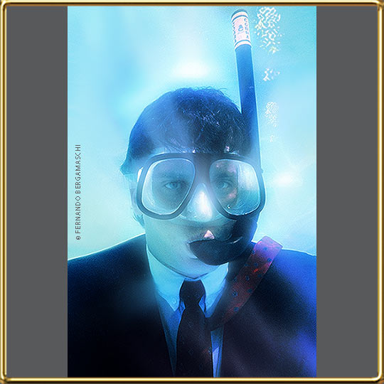 executive dressed underwater